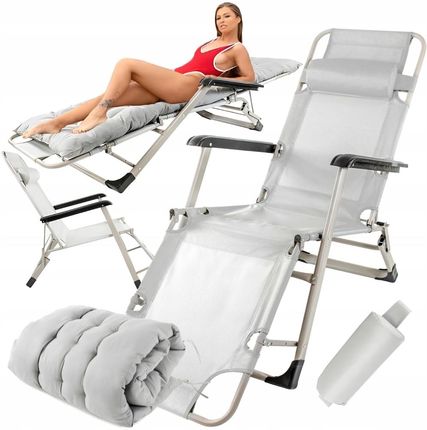 Leżak Ogrodowy Plażowy Składany Poduszka Zero Gravity Krzesło Łóżko Kemping