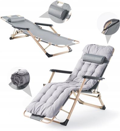Care Life Leżak Ogrodowy Plażowy Składany Z Poduszką Fotel Krzesło Ogrodowe Meble