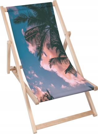 Leżak Plażowy Składany Klasyczny Palms Tree Chill Na Ogród Taras Lato