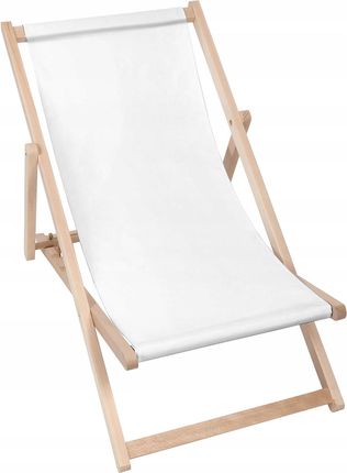 Leżak Ogrodowy Drewniany Biały Basic White Plażowy Składany
