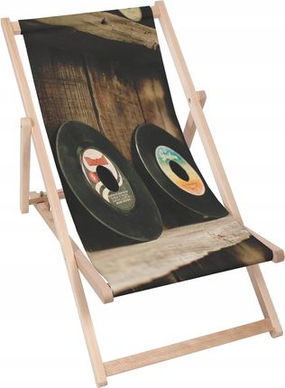 Leżak Plażowy Młodzieżowy Składany Vinyl Records Na Ogród Taras