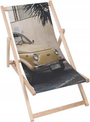 Leżak Drewniany Składany Ogrodowy Plażowy Fiat 500 Nadruk