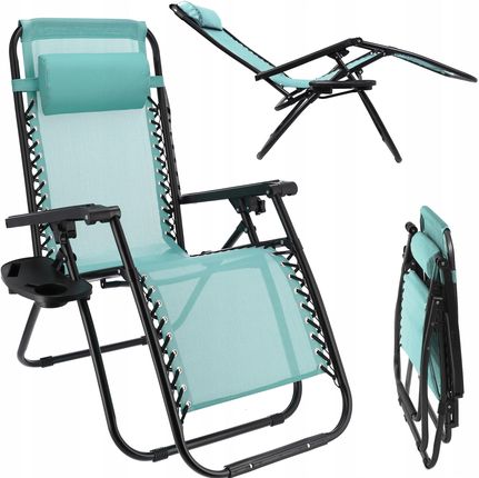 Leżak Plażowy Wypoczynkowy Składany Fotel Poduszka Mocny