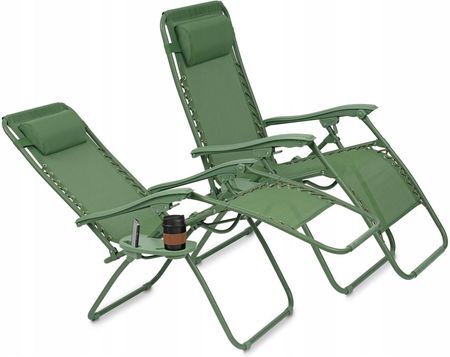 Tadar 2X Składany Leżak Ogrodowy Leżaki Plażowe Fotel Rozkładany Blokada Oparcia