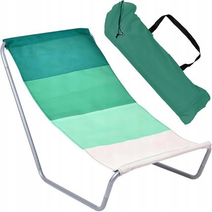 Leżak Turystyczny Fotel Plażowy Składany Zielony W Paski
