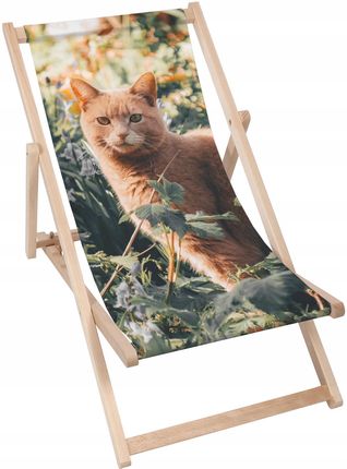 Leżak Ogrodowy Drewniany Red Cat Na Balkon Taras Leżaków Nadruk