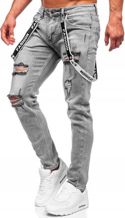 Spodnie Jeansy Slim Fit Szare KX952 DENLEY_38/2XL