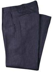 Brooksfield Pleated Linen Trousers — Navy