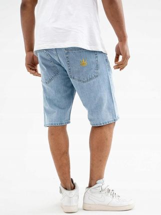 Szorty Krótkie Spodenki Jeansowe Męskie Jasne Niebieskie Złote Jigga XL