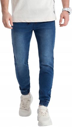Spodnie męskie jeansowe Jogger Slim Fit ciemnoniebieskie V3 OM-PADJ-0134 S