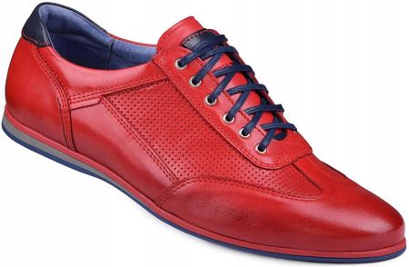 Buty męskie skórzane czerwone casual Kampol r41