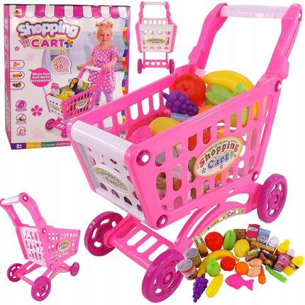 Luxma Różowy Koszyk Wózek Na Zakupy Plastikowy Dla Dziewczynek (92209R)
