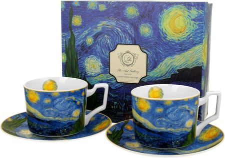 Duo Filiżanki Do Kawy I Herbaty Porcelanowe Ze Spodkami Art Gallery Starry Night By V.Van Gogh 270Ml