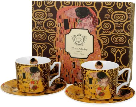 Duo Filiżanki Do Espresso Ze Spodkami Art Gallery The Kiss Brown By Gustav Klimt 110Ml 2 Szt.