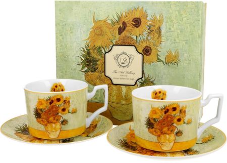 Duo Filiżanki Do Kawy I Herbaty Porcelanowe Ze Spodkami Art Gallery Sunflowers By V. Van Gogh 270Ml
