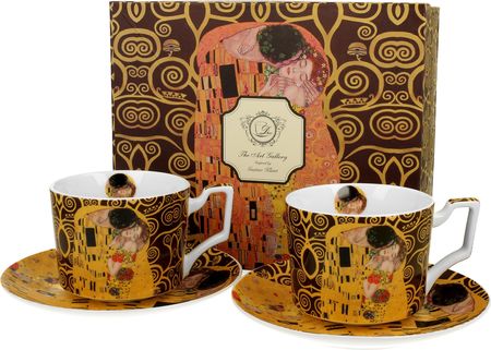 Duo Filiżanki Do Kawy I Herbaty Ze Spodkami Art Gallery The Kiss Brown By Gustav Klimt 270Ml 2 Szt.