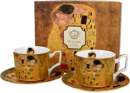 Duo Filiżanki Do Kawy I Herbaty Ze Spodkami Art Gallery The Kiss By Gustav Klimt 270Ml 2 Szt.