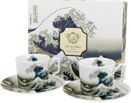 Duo Filiżanki Do Espresso Porcelanowe Ze Spodkami Art Gallery The Great Wave By Hokusai 110Ml 2 Szt