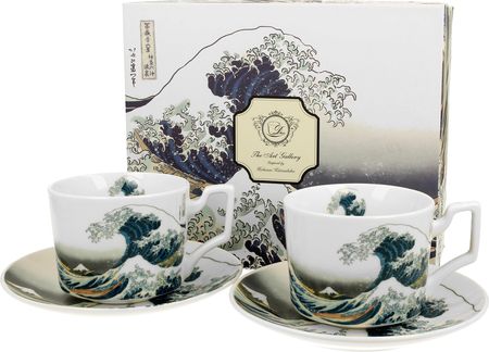 Duo Filiżanki Do Kawy I Herbaty Porcelanowe Ze Spodkami Art Gallery The Great Wave By Hokusai 270Ml