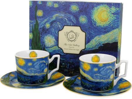 Duo Filiżanki Do Espresso Porcelanowe Ze Spodkami Art Gallery Starry Night By V. Van Gogh 110Ml 2Szt.