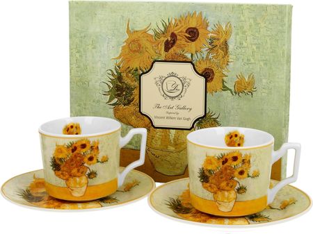Duo Filiżanki Do Espresso Porcelanowe Ze Spodkami Art Gallery Sunflowers By V. Van Gogh 110Ml 2Szt.