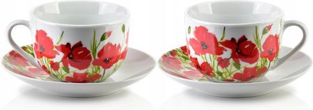 Affek Design Filiżanki Do Kawy I Herbaty Porcelanowe Ze Spodkami Joy 245Ml 2 Szt. (Httc5663)