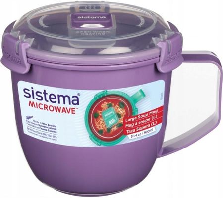 Sistema Microwave Large Soup Mug 0,9L Fioletowy Lunch Box Pojemnik Na Zupę Do Mikrofali