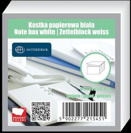 Interdruk Kostka Papierowa 85X85X50Mm Klejona Biała