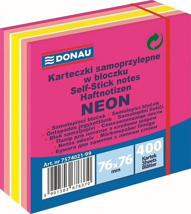 Donau Karteczki 76X76Mm Neon Mix Kolorów (400)