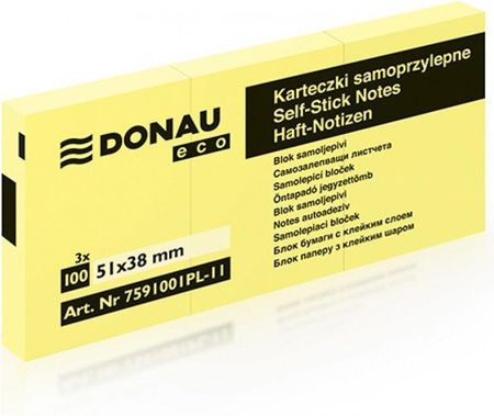 Donau Karteczki Eco 38X51Mm Żółte (3X100)