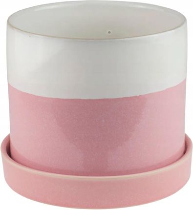 Osłonka Doniczki Ceramiczna Inger 15cm Biało Różowa Leroy Merlin