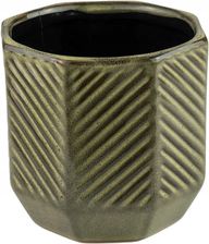 Zdjęcie Osłonka Doniczki Ceramiczna 10.5cm Wzór Geometryczny Zielona - Ostroróg