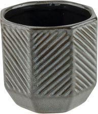 Zdjęcie Osłonka Doniczki Ceramiczna 10.5cm Wzór Geometryczny Szara - Bydgoszcz