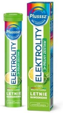 Plusssz Elektrolity + 100% Multiwitamina, cytryna i mięta, 24 tabletki musujące