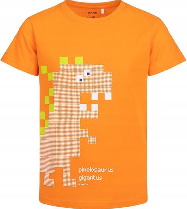T-shirt dziecięcy chłopięcy Bawełna pomarańczowy 128 z Dinozaurem Endo