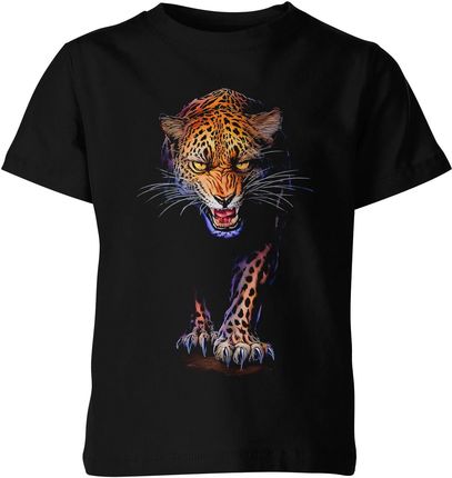 Tygrys Pantera Dziecięca koszulka (140, Czarny)