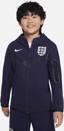 Piłkarska bluza z kapturem i zamkiem na całej długości dla dużych dzieci (chłopców) Anglia Tech Fleece - Fiolet