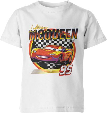 Zygzak Mcqueen Auta Cars Dziecięca koszulka (128, Biały)