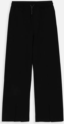 Spodnie dresowe czarne rozszerzane z wiązaniem w pasie