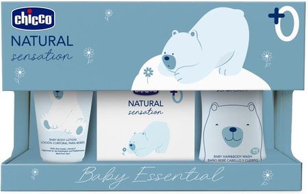 Chicco Natural Sensation Baby Essential Zestaw Płyn Do Ciała I Włosów 200Ml + Balsam 150Ml Woda Perfumowana 100Ml