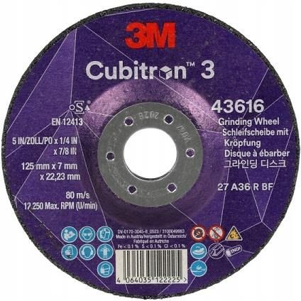 3M Cubitron 3 Tarcza Z Obniżonym Środkiem 43616 Special P36+ T27 125Mm