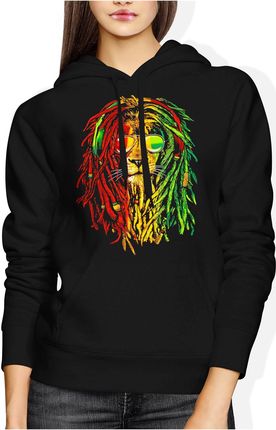 Reggae Lion Music Damska bluza z kapturem (XL, Czarny)