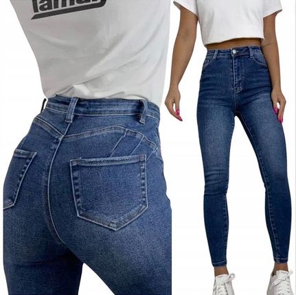 Spodnie jeans damskie rurki push-up 34