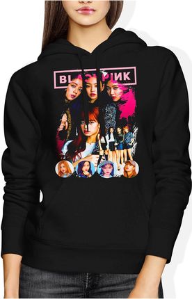 Blackpink kpop black pink kpop Damska bluza z kapturem (M, Czarny)