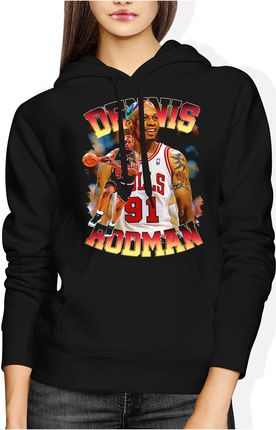 Chicago Bulls Dennis Rodman Nba Vintage Y2k Damska bluza z kapturem (M, Czarny)