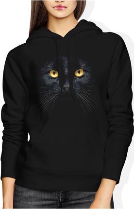 Kot z kotem wąsy kota Damska bluza z kapturem (L, Czarny)