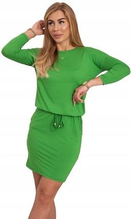 Sukienka z wiskozy wiązana w talii jasno zielona