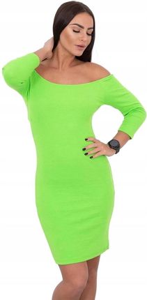 Sukienka dopasowana w prążek zielony neon
