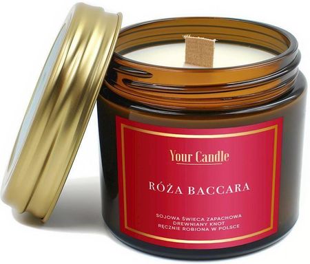 Your Candle Świeca sojowa zapachowa z drewnianym knotem róża baccara