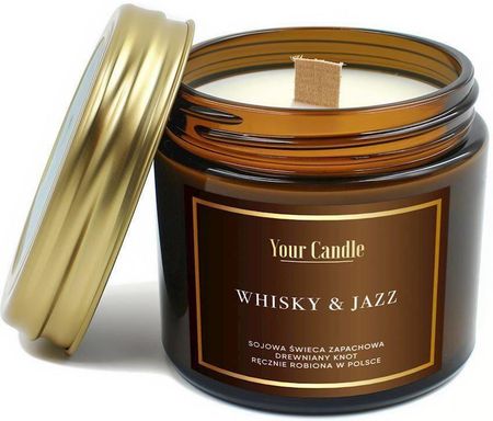Your Candle Świeca sojowa zapachowa z drewnianym knotem whisky & jazz